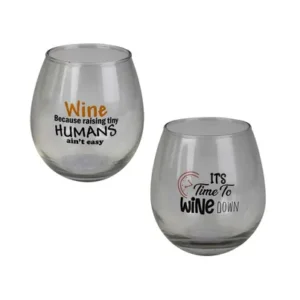 TUMBLER GLASS WINE STEMLESS PRINTD 475ml