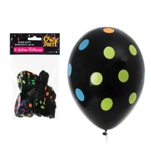 Balloons helium 6 Piece black/dots f-01