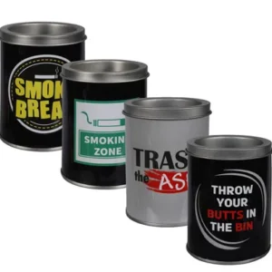Ashtray tin tub 10x7.5cm assorted designs