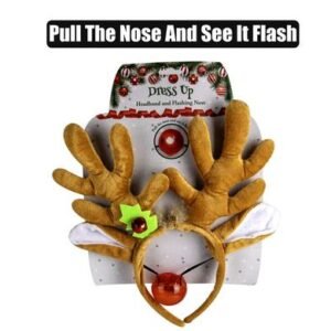 XMAS DRESS UP HEADBAND & FLASHING NOSE