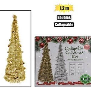 XMAS TREE 1.2m COLLAPSIBLE BAUBLES ASSORTED
