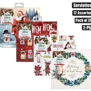 Xmas table decor serviettes 2ply pack-20
