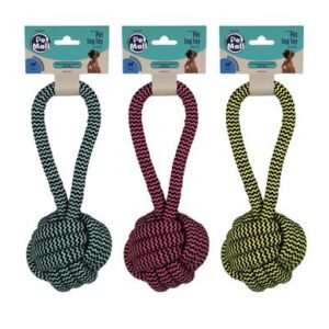 PET DOG TUG TOY STRING WITH BALL 24x10cm