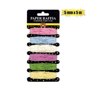 Paffia paper twine 6 assorted colors 5mmx5m