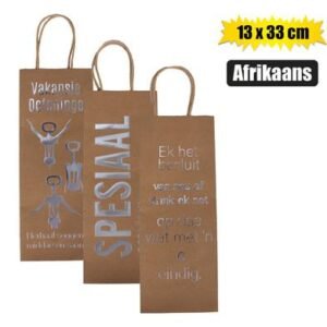 Gift-bag ppr wine words afrikaans 13x33cm