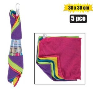 Cloth microfibre 30x30cm 5 Piece mixed col