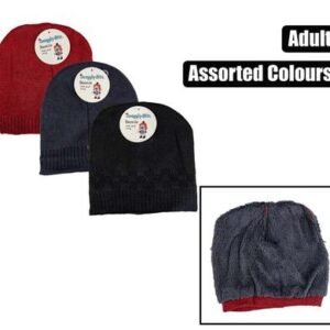 Beanie adult w/inner plain colours assorted