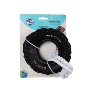 Pet dog-chew tyre large w/rope