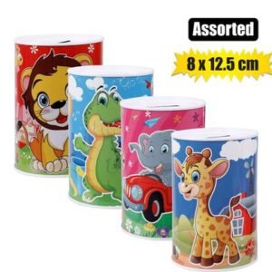 Money-bank tin kiddies assorted 8x12,5cm