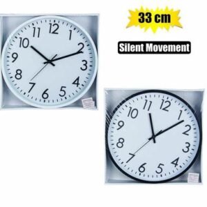 Clock wall plastic round 33cm glass-face
