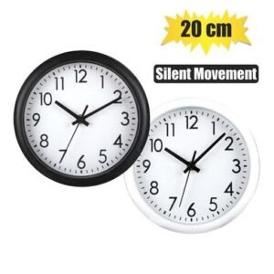 Clock wall plastic round 20cm assorted