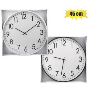 Clock wall qtz plastic round 45cm